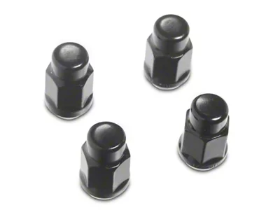 Black Acorn Bulge Seat Wheel Lug Nuts; 1/2-Inch x 20; Set of 4 (87-18 Jeep Wrangler YJ, TJ & JK)