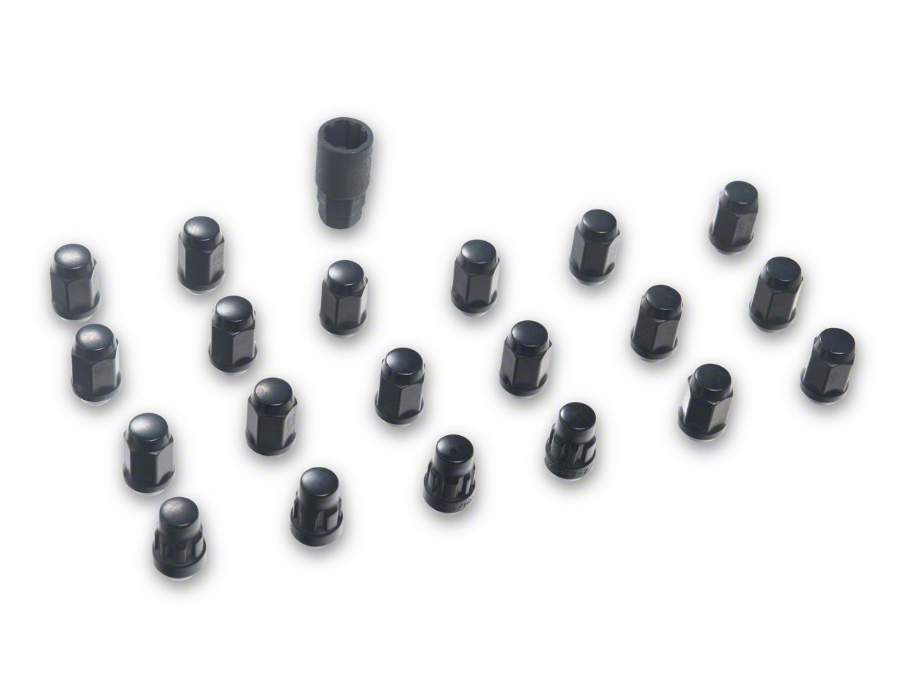 Coyote 23-Piece Black Acorn Lug Nut Set – 1/2-20 Thread – Fits Jeep JL Factory Wheels On JK