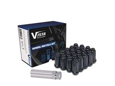 Black Acorn Spline Lug Nuts for Aftermarket Wheels; M14x1.5; Set of 20 (18-26 Jeep Wrangler JL)