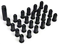 Black Acorn Spline Lug Nuts for Aftermarket Wheels; M14x1.5; Set of 24 (18-26 Jeep Wrangler JL)