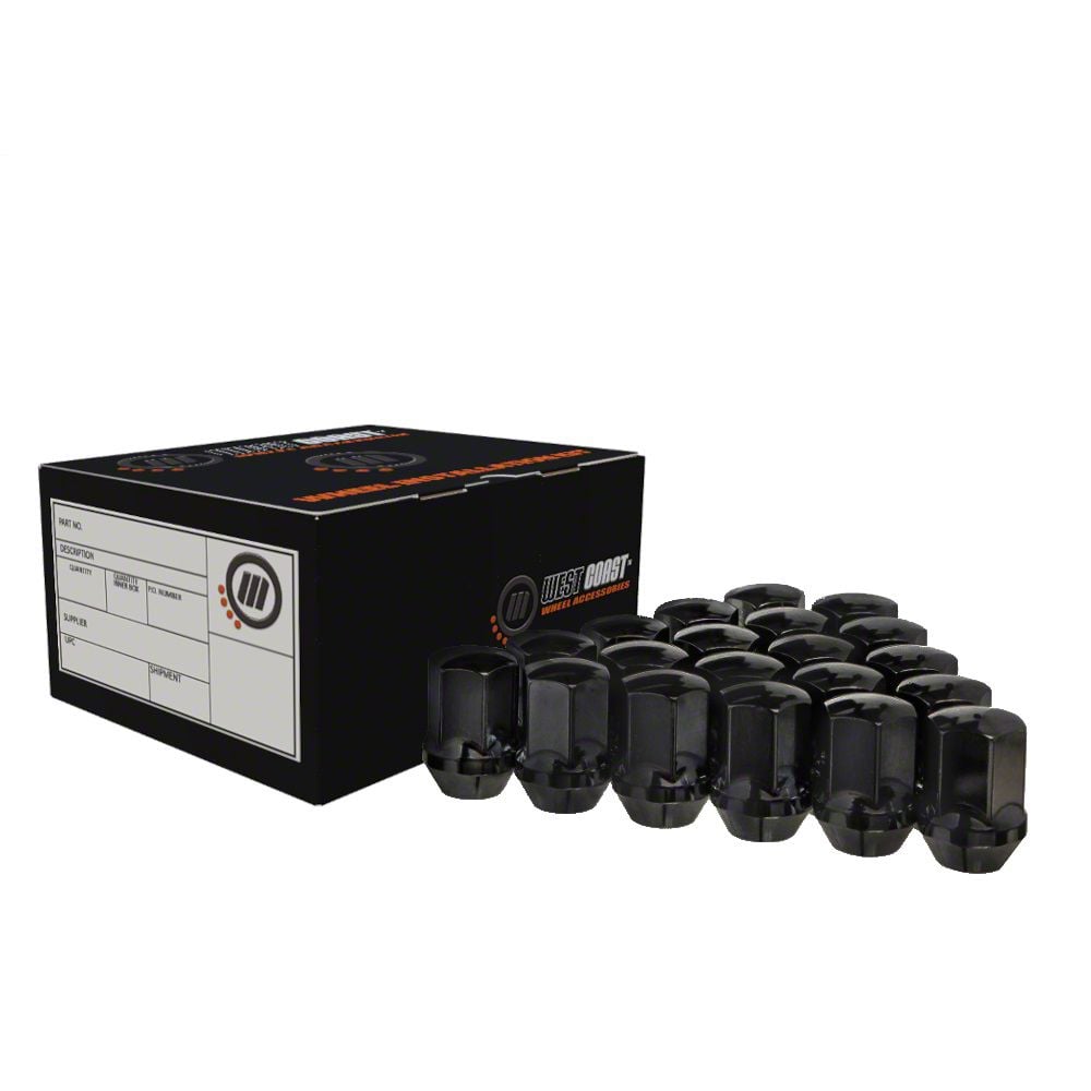 Jeep Wrangler Black 6-Spline Lug Nut Kit; 14mm x 1.5; Set of
