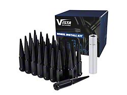 Black Spike Lug Nuts; M14x1.5; Set of 32 (18-25 Jeep Wrangler JL)