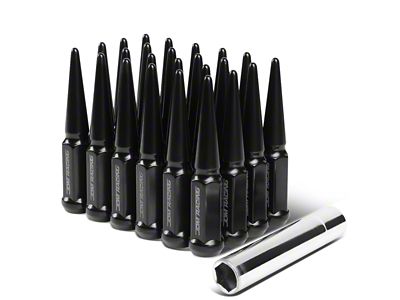 Black Steel Spiked Lug Nuts; M14x1.5; Set of 24 (18-26 Jeep Wrangler JL)