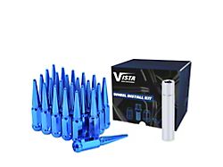 Blue Spike Lug Nuts for Aftermarket Wheels; M14x1.5; Set of 32 (18-25 Jeep Wrangler JL)