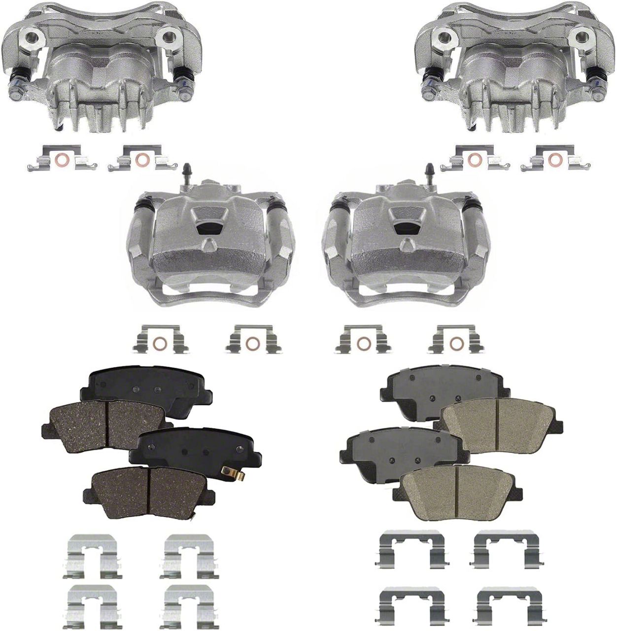 Jeep Wrangler Brake Calipers with Ceramic Brake Pads; Front and Rear