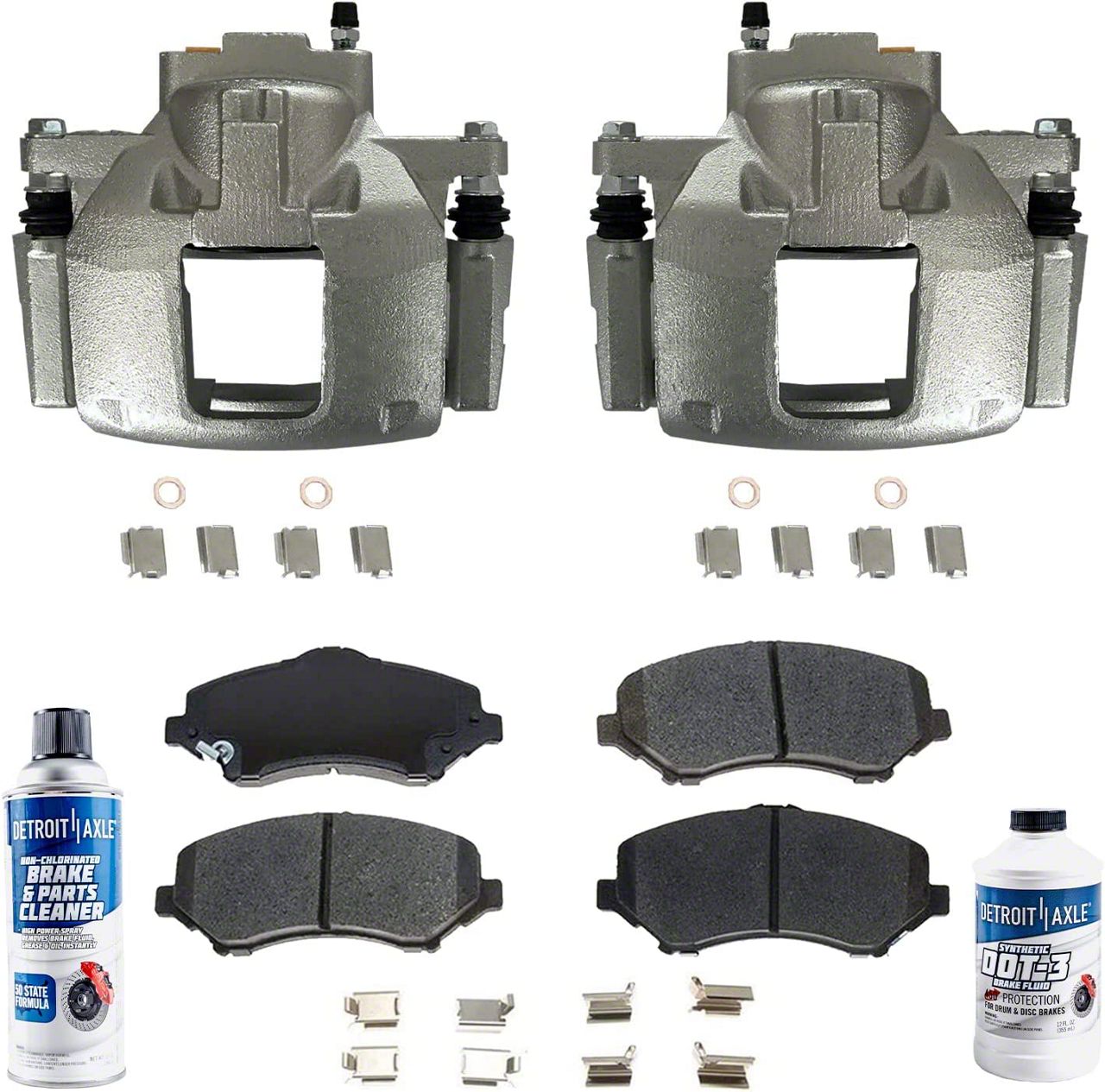 Jeep Wrangler Brake Calipers with Ceramic Brake Pads, Brake Fluid and Cleaner; Front (0718 Jeep