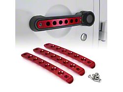 Brushed Aluminum Door Handle Trim Inserts; Red (07-18 Jeep Wrangler JK 2-Door)