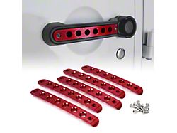 Brushed Aluminum Door Handle Trim Inserts; Red (07-18 Jeep Wrangler JK 4-Door)