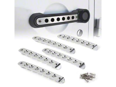 Brushed Aluminum Door Handle Trim Inserts; Silver (07-18 Jeep Wrangler JK 4-Door)