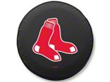 Boston Red Sox Spare Tire Cover with Camera Port; Black (18-25 Jeep Wrangler JL)