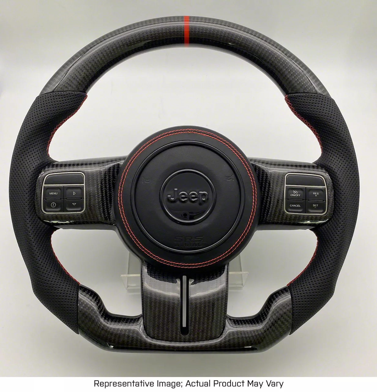 Jeep Wrangler Carbon Fiber and Black Leather Steering Wheel with Trim