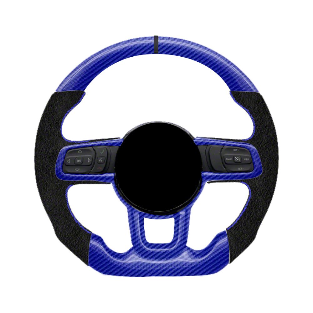 Jeep Wrangler Carbon Fiber and Black Leather Steering Wheel with Trim