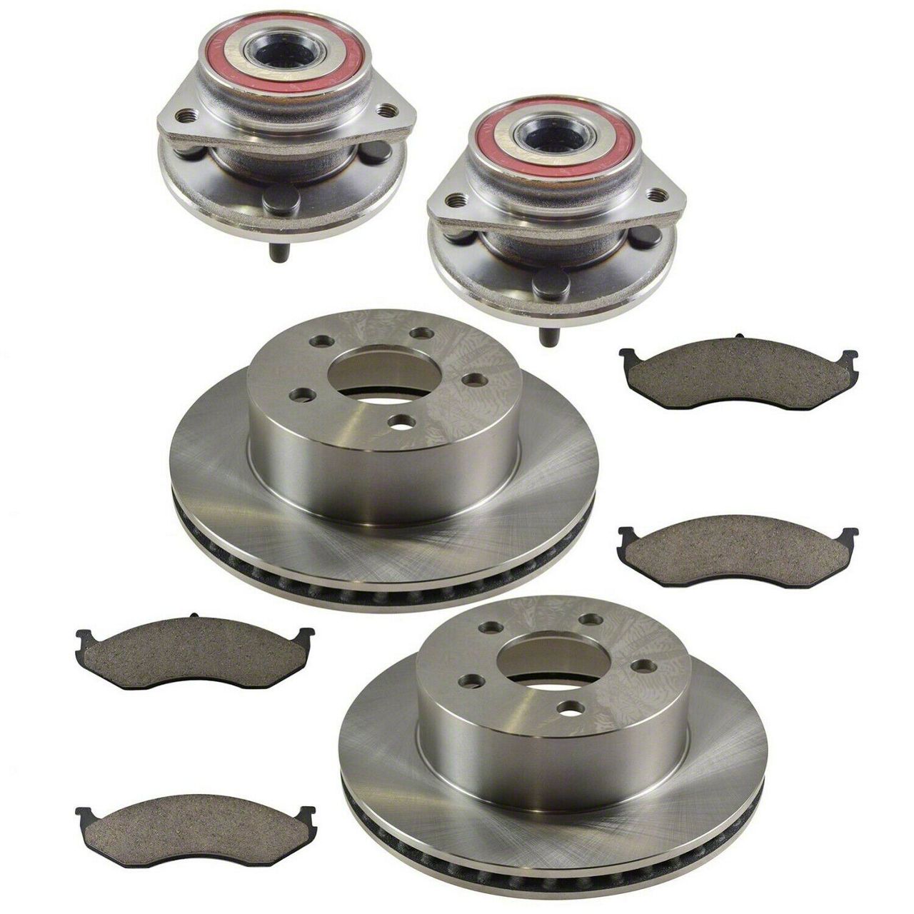 Jeep Wrangler Ceramic Brake Rotor, Pad and Wheel Bearing Kit; Front (97