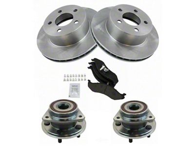 Ceramic Brake Rotor, Pad and Wheel Bearing Kit; Front (90-98 Jeep Wrangler YJ & TJ)