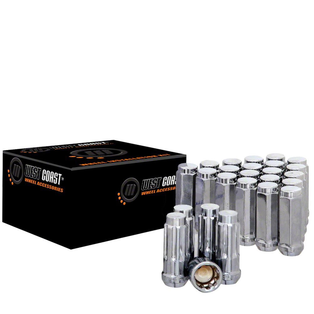 Jeep Wrangler Chrome Acorn Lug Nuts; M14x1.5; Set of 20 (1824 Jeep