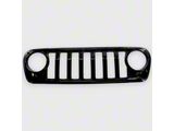 Chrome Delete Grille Overlay; Gloss Black (24-26 Jeep Wrangler JL)