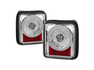 Sequential LED Tail Lights; Chrome Housing; Clear Lens (18-25 Jeep Wrangler JL)