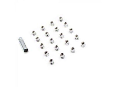 Chrome OE Truck Spline Lug Nut Kit; 14mm x 1.5; Set of 20 (18-25 Jeep Wrangler JL)