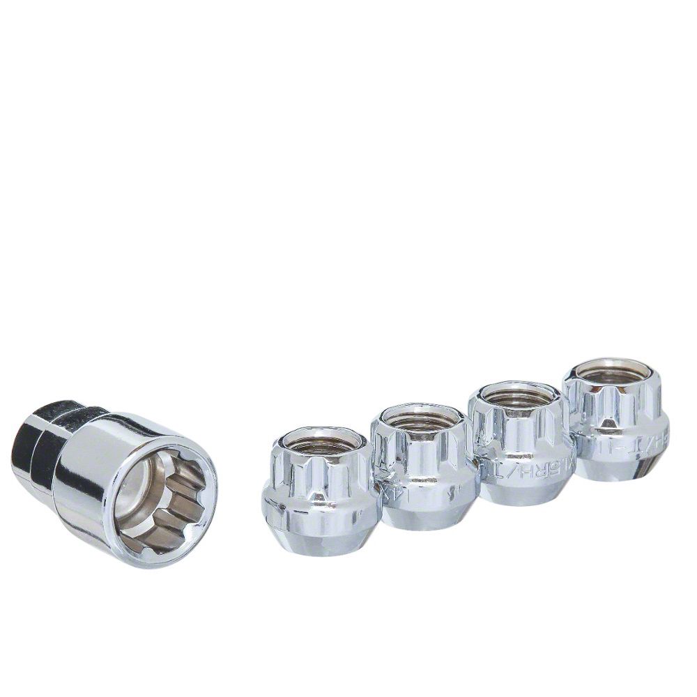 thumbnail image 2 of 20-Pack Chromed 1/2-20 Open End Acorn Lug Nuts For Jeep Wrangler Liberty Cherokee - 60° Conical Seat 2 of 5