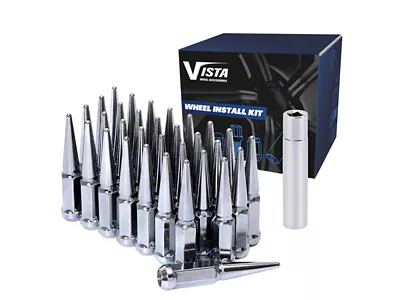 Chrome Spike Lug Nuts for Aftermarket Wheels; M14x1.5; Set of 32 (18-25 Jeep Wrangler JL)