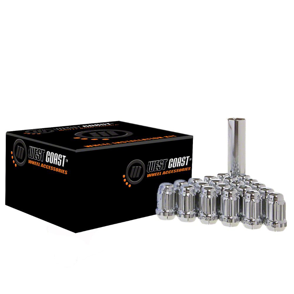 Jeep Wrangler Chrome Spline Acorn Lug Nuts; M14x1.5; Set of 20 (1824