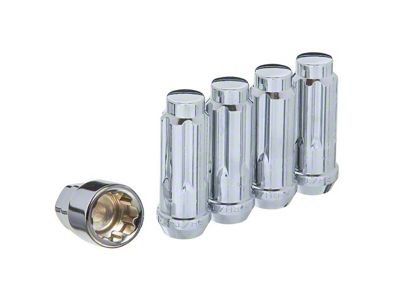 Chrome XL Acorn Wheel Locks; M14x1.5; Set of 4 (18-25 Jeep Wrangler JL)