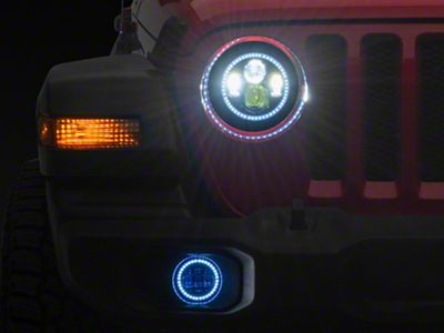 ColorSMART RGB Halo LED Headlights with Fog Lights; Black Housing; Clear Lens (18-25 Jeep Wrangler JL)
