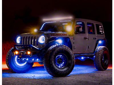 7-Inch RGB LED Demon Halo Headlights With APP Control – For Jeep Wrangler JK TJ, Ford F-Series, Chevy C10, Land Rover Defender, And More
