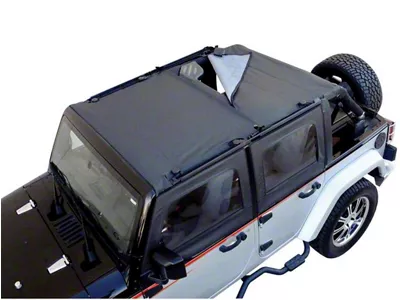 Combo Brief Extended Topper with Zip Out Rear Section; Black Diamond (07-18 Jeep Wrangler JK 2-Door)