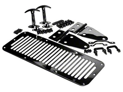 Complete Hood Kit; Black (87-95 Jeep Wrangler YJ)