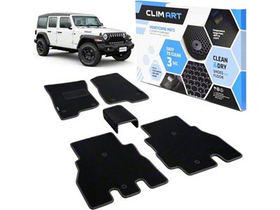 Custom Fit Front and Rear Floor Liners; Black (18-25 Jeep Wrangler JL)