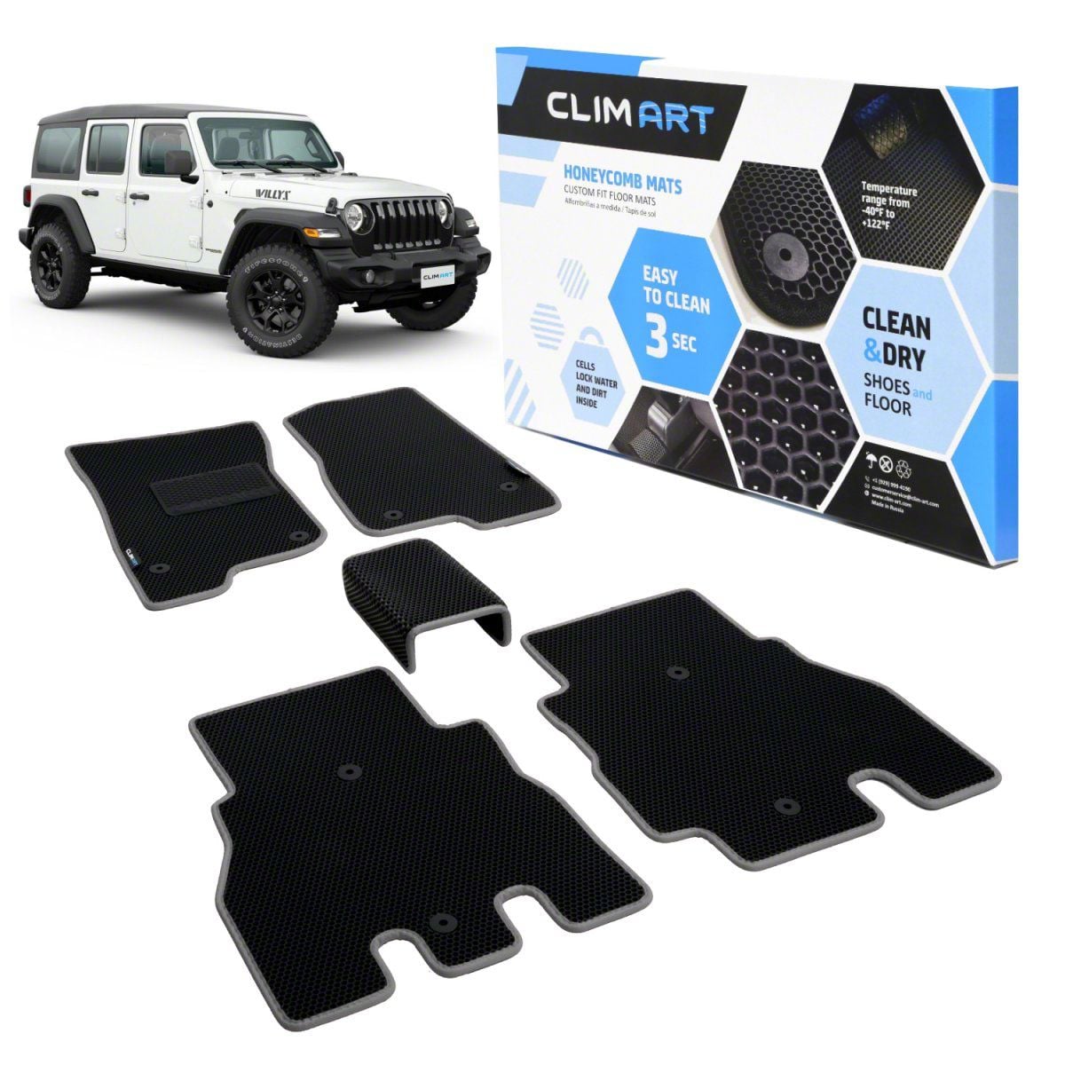 Jeep Wrangler Custom Fit Front and Rear Floor Liners; Black/Silver (18 ...