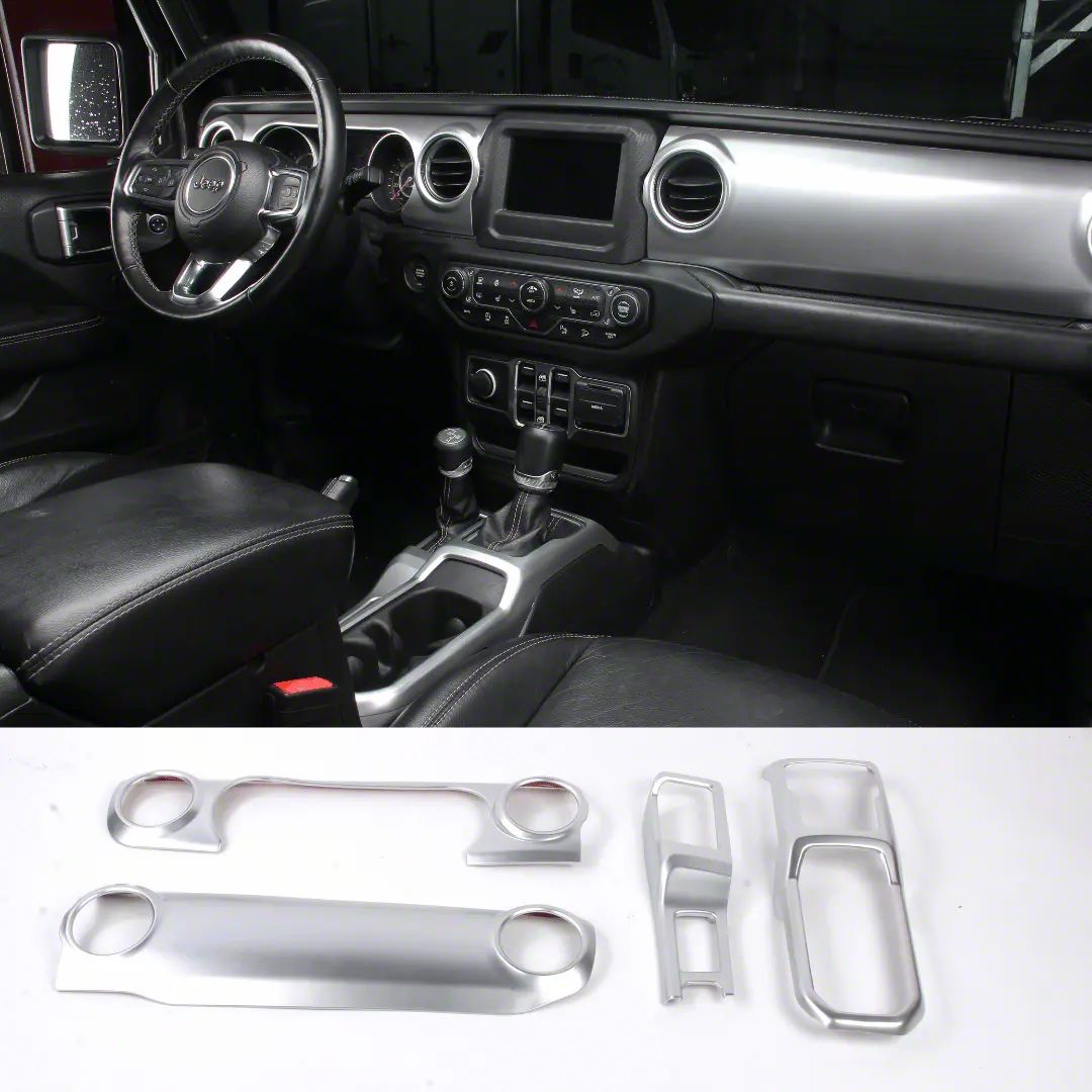 Jeep Wrangler Dashboard Control Console Trim Panel Covers; Silver (18 ...