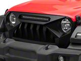 American Modified Demon Grille with LED Off-road Lights; Matte Black (18-25 Jeep Wrangler JL)