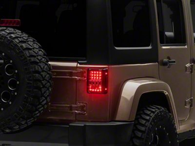 Destroyer Series LED Tail Lights; Black Housing; Clear Lens (07-18 Jeep Wrangler JK)