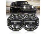 Diamond Series LED Headlights; Black Housing; Clear Lens (76-86 Jeep CJ7; 97-18 Jeep Wrangler YJ & TJ)