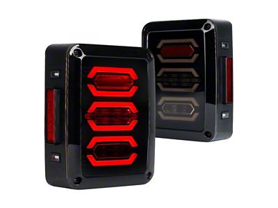 Diamond Series LED Tail Lights; Black Housing; Smoked Lens (07-18 Jeep Wrangler JK)
