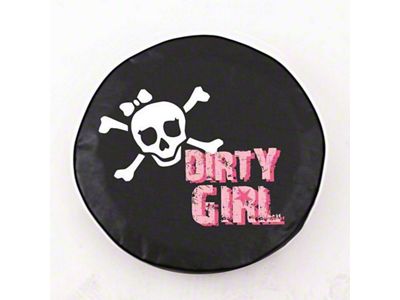 Dirty Girl with Skull Spare Tire Cover with Camera Port; Black (18-25 Jeep Wrangler JL)