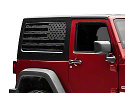 SEC10 Distressed Flag Hard Top Window Decal; Matte Black (07-18 Jeep Wrangler JK 2-Door)