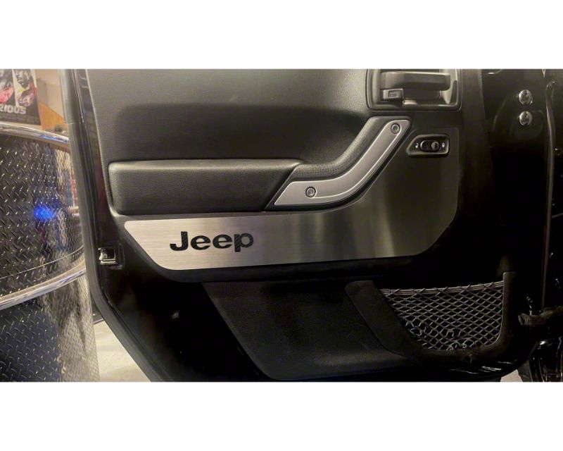 Jeep Wrangler Door Guards with Jeep Logo Inlay; Front; Black Carbon ...