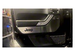 Door Guards with Jeep Logo Inlay; Front and Rear; Black Carbon Fiber (07-18 Jeep Wrangler JK 4-Door)