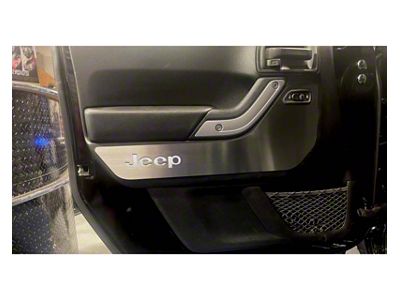 Door Guards with Jeep Logo Inlay; Front; White Carbon Fiber (07-18 Jeep Wrangler JK)