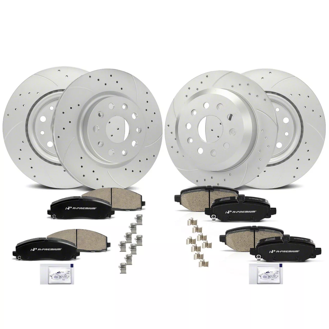Jeep Wrangler Drilled and Slotted Brake Rotor and Pad Kit; Front and ...