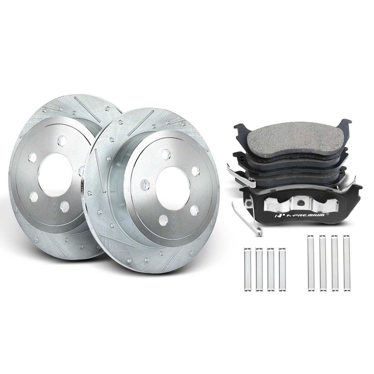 Rear Drilled & Slotted Brake Rotors With Ceramic Pads For Jeep Wrangler JK 3.6L