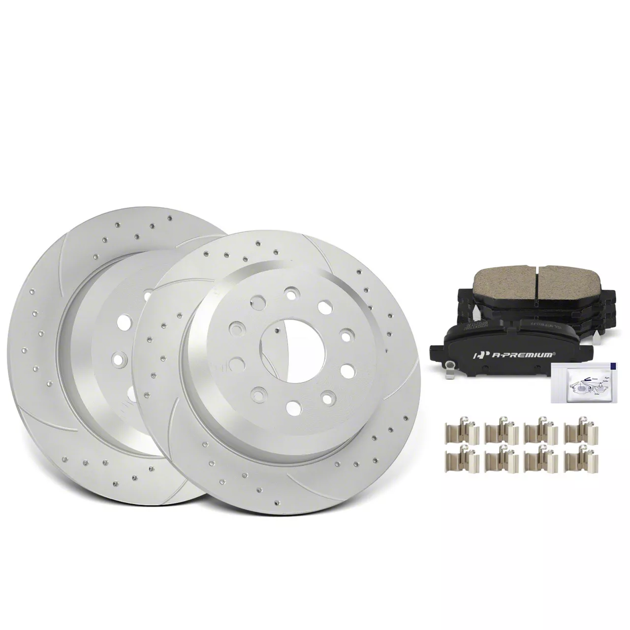 Jeep Wrangler Drilled and Slotted Brake Rotor and Pad Kit; Rear (18-26 ...