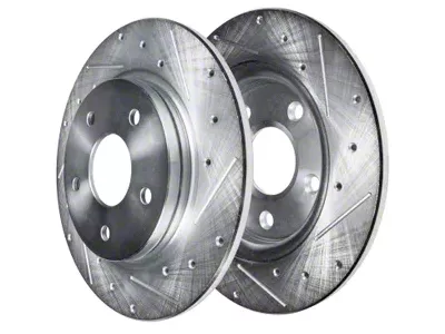 Drilled and Slotted Rotors; Rear Pair (07-18 Jeep Wrangler JK)