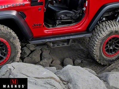 Drop Style Door to Door Nerf Side Step Bars; Black (07-18 Jeep Wrangler JK 2-Door)