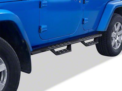 Drop Style Door to Door Nerf Side Step Bars; Black (07-18 Jeep Wrangler JK 4-Door)