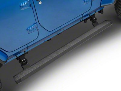 Go Rhino E-BOARD E1 Electric Running Boards; Protective Bedliner Coating (18-25 Jeep Wrangler JL 4-Door)