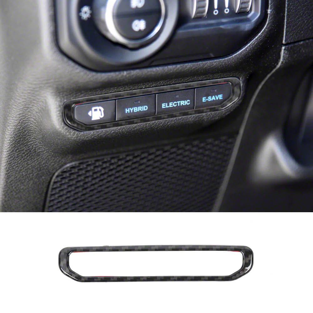 Jeep Wrangler Electric Mode Button Trim Ring; Black Carbon Fiber (21-26 ...